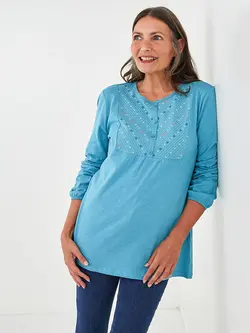 بلوز سایز بزرگ زنانه فیروزه ای السی وایکیکی