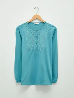 بلوز سایز بزرگ زنانه فیروزه ای السی وایکیکی