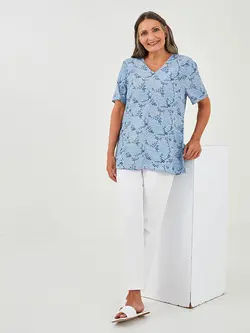 بلوز سایز بزرگ زنانه آبی السی وایکیکی