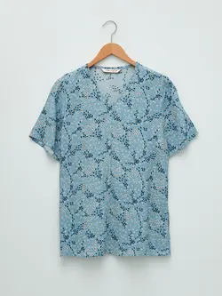 بلوز سایز بزرگ زنانه آبی السی وایکیکی