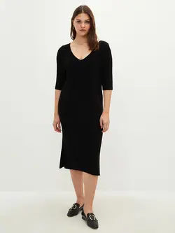 پیراهن سایز بزرگ زنانه مشکی السی وایکیکی