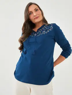 بلوز سایز بزرگ زنانه آبی نفتی السی وایکیکی