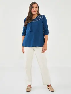بلوز سایز بزرگ زنانه آبی نفتی السی وایکیکی