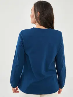 بلوز سایز بزرگ زنانه آبی نفتی السی وایکیکی