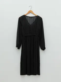 پیراهن سایز بزرگ زنانه مشکی السی وایکیکی