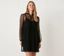 پیراهن سایز بزرگ زنانه مشکی السی وایکیکی