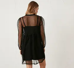 پیراهن سایز بزرگ زنانه مشکی السی وایکیکی