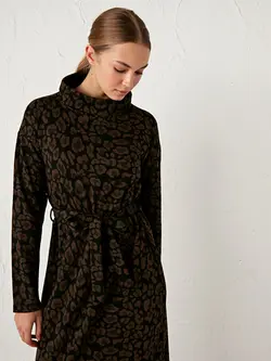 پیراهن سایز بزرگ زنانه قهوه ای السی وایکیکی