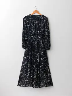 پیراهن سایز بزرگ زنانه مشکی السی وایکیکی