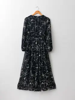 پیراهن سایز بزرگ زنانه مشکی السی وایکیکی