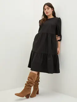 پیراهن سایز بزرگ زنانه مشکی السی وایکیکی