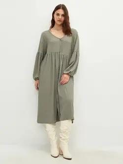 پیراهن سایز بزرگ زنانه خاکی السی وایکیکی