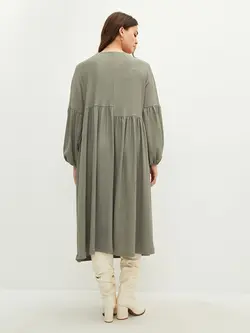 پیراهن سایز بزرگ زنانه خاکی السی وایکیکی