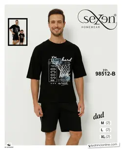 تی شرت شلوارک مردانه مشکی سکسن