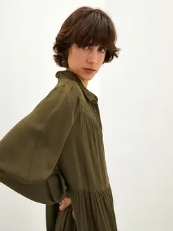 پیراهن سایز بزرگ زنانه خاکی السی وایکیکی