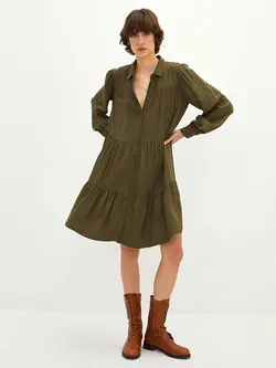 پیراهن سایز بزرگ زنانه خاکی السی وایکیکی