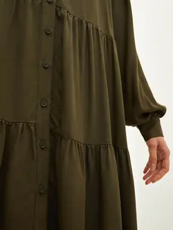 پیراهن سایز بزرگ زنانه خاکی السی وایکیکی