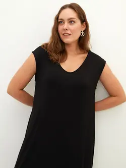 پیراهن سایز بزرگ زنانه مشکی السی وایکیکی