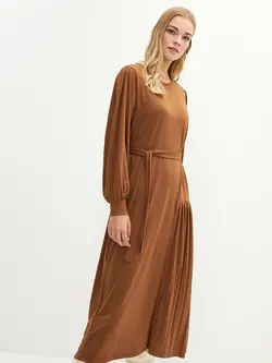 پیراهن سایز بزرگ زنانه قهوه ای السی وایکیکی