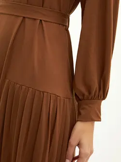 پیراهن سایز بزرگ زنانه قهوه ای السی وایکیکی