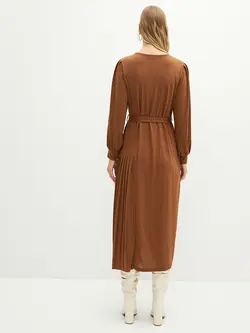 پیراهن سایز بزرگ زنانه قهوه ای السی وایکیکی