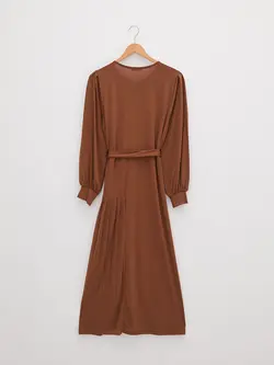 پیراهن سایز بزرگ زنانه قهوه ای السی وایکیکی