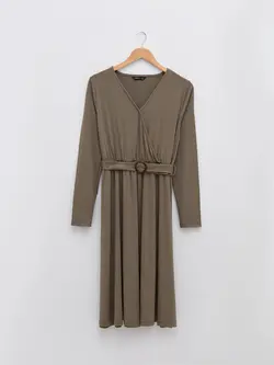 پیراهن سایز بزرگ زنانه خاکی السی وایکیکی