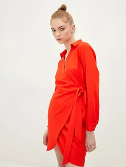 پیراهن سایز بزرگ زنانه نارنجی السی وایکیکی