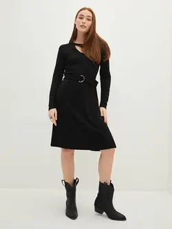 پیراهن سایز بزرگ زنانه مشکی السی وایکیکی