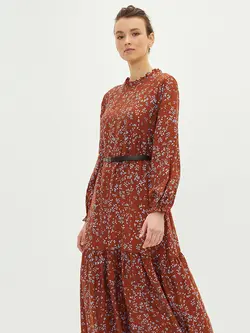 پیراهن سایز بزرگ زنانه آجری السی وایکیکی