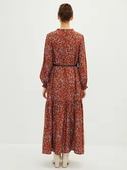 پیراهن سایز بزرگ زنانه آجری السی وایکیکی