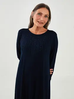 پیراهن سایز بزرگ زنانه سرمه ای السی وایکیکی