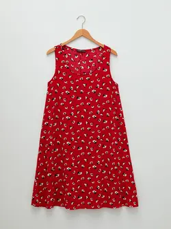 پیراهن سایز بزرگ زنانه قرمز السی وایکیکی