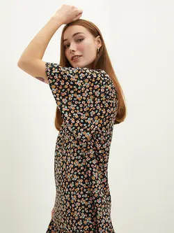 پیراهن سایز بزرگ زنانه مشکی السی وایکیکی