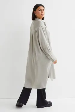 پیراهن آستین بلند زنانه خاکستری روشن اچ اند ام