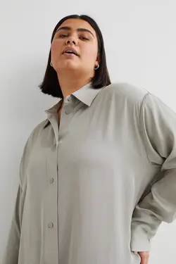 پیراهن آستین بلند زنانه خاکستری روشن اچ اند ام