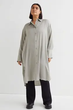 پیراهن آستین بلند زنانه خاکستری روشن اچ اند ام