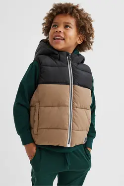 پافر بدون آستین پسرانه قهوه ای روشن اچ اند ام