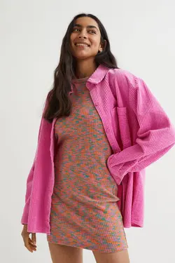 پیراهن کوتاه زنانه صورتی اچ اند ام