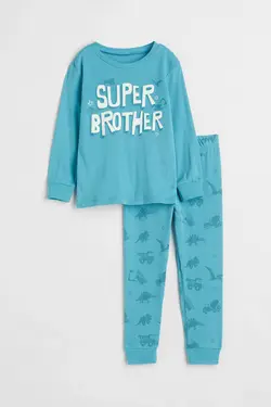 ست لباس راحتی پسرانه فیروزه ای اچ اند ام