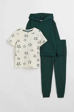 ست هودی و شلوار پسرانه سبز تیره اچ اند ام