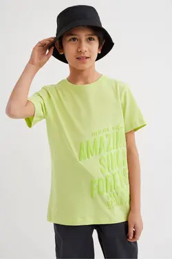 تی شرت پسرانه سبز نئونی اچ اند ام