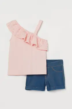 ست لباس راحتی تاپ و شلوارک دخترانه اچ اند ام