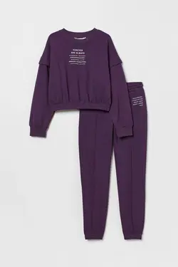 ست لباس راحتی دخترانه بنفش تیره اچ اند ام