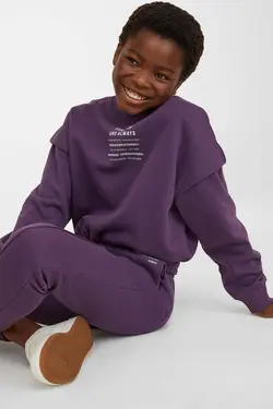 ست لباس راحتی دخترانه بنفش تیره اچ اند ام