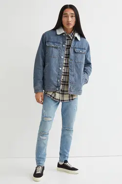 شلوار جین جذب مردانه آبی اچ اند ام