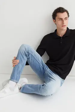 شلوار جین جذب مردانه آبی روشن اچ اند ام