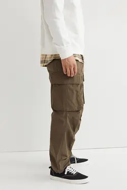 شلوار شش جیب مردانه خاکی تیره اچ اند ام