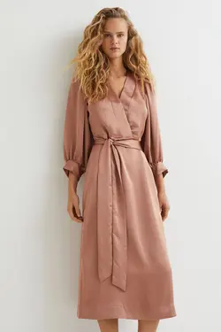 پیراهن آستین بلند زنانه گلبهی اچ اند ام