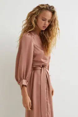 پیراهن آستین بلند زنانه گلبهی اچ اند ام